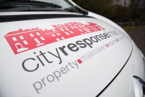 City Response van close up of bonnet graphics