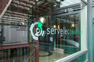 branded window graphics showing logo