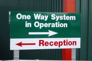 free standing post sign to reception