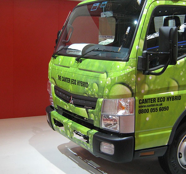 full wrap graphics applied to a truck cab