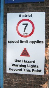 health and safety sign indicating a speed limit
