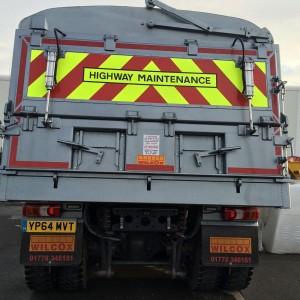 highway maintenance graphics applied to a lorry