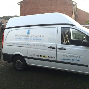 trade contractor vehicle with branded graphics