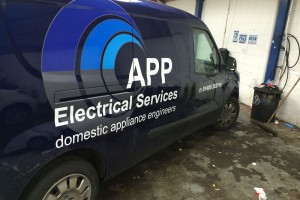 trades van with logo on the side