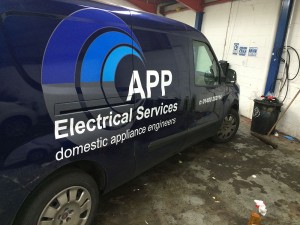 trades van with logo on the side