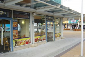 window graphics on a fast food restaurant