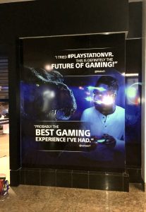 Promotional retail sign for Playstation VR launch in Meadowhall