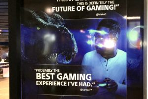 Promotional retail sign for Playstation VR launch in Meadowhall