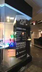 Window Graphics on a glass window for Playstation VR launch
