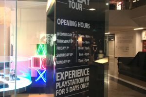 Window Graphics on a glass window for Playstation VR launch