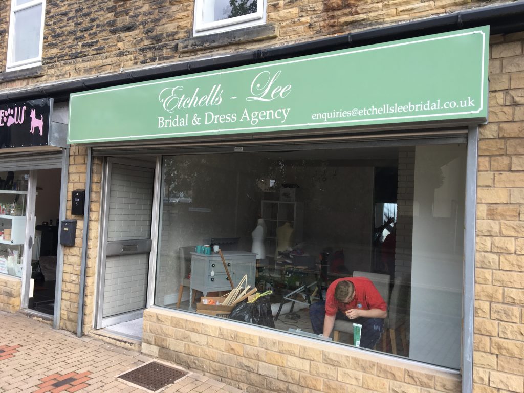 Photographic example of a fascia board we created for Etchells-Lee Bridal Dress shop